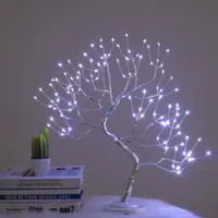 108 LED Touch Night Light Mini Romantische Kerstboom Koperdraad Garland Fairy Tafellamp voor Kinderen Slaapkamer Bar Decor