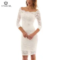 Casual Dresses Women White Elegant Lace Dress 2021 Sommar Vintage Sexig Office Slim Bridmaid Bröllopsfest Vestidos