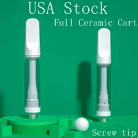 USA Stock Full Ceramic Cartridge 1.0ml Lead Free Atomizer Empty Disposable Vape Pen 2.0mm Thick Oil Tank Quality Promised 510 Thread Carts