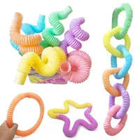 Fidget Leksaker Färgglada Pop Tubes Spolspel 6 Färger Magisk Toy Circle Rolig Folding Fine Kit Novyty Kids Gift 2.9 * 19cm