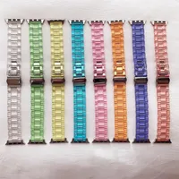For Apple Watch Band Strap 38mm 40mm 42mm 44mm Resin Replacement Deluxe Clear Transparent 8 Colors a28