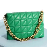 Branded Women's Shoulder Bags 2020 Thick Chain Quilted Shoulder Purses And Handbag Women Clutch Bags Ladies Hand Bag H1215