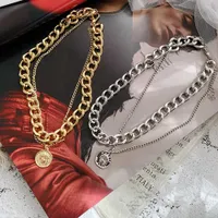 Sumeng New Fashion Vintage Multi-layer Coin Chain Choker Necklace for Women Gold Silver Color Portrait Chunky Necklaces