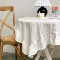 Runner Teinture Table Couvercle Lacette Blanc Dentelle ondulée Tissu de mariage Décoration de mariage de mariage rectangulaire chaise coussin 211103