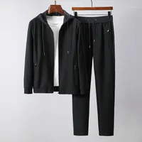 Męskie dresy Minglu Spring Autumn Mens Zestawy (bluzy + spodnie) Luksusowy sport z kapturem Casual Mężczyzna Moda Slim Fit Zipper Man Garnitury 4XL