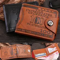 حاملي البطاقات نقش الدولار الأمريكي محفظة الرجال المحافظين القصير لبطاقات معرف الحامل رجل محفظة مزجعة ذكور محفظة