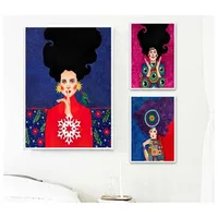 Abstrakt färgrik tjej väggkonst kanfas målning nordisk affisch blomma hår cuadros bilder för vardagsrum vintage unframed 211222