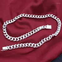 Chains Charms 925 Sterling Silver Classic Collar de cadena de 10 mm para los regalos de Navidad de los hombres Fiesta de moda Joyería de la boda 20/24 pulgadas