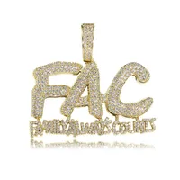 Hip hop letter FAC pendant necklaces for men women luxury designer mens bling diamond gold chain necklace jewelry love gift