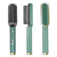 VIP BR1017 Pro Hair Straightener Brush Ceramic Electric Straightening Beard Brush Fast Heating Curler Flat Iron Comb Styler 220120