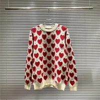 Mäns Tröjor 20721 Runway Red Striped Washed Full Love Sweater Man Knit Jumpers Män Kvinnor Oversized Harajuku