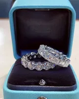 925 zilveren PAVE Setting Volledige vierkant Gesimuleerde Diamond CZ Eternity Band Engagement Bruiloft Steen Ringen Maat 5,6,78,9,10,11,12 Y0723
