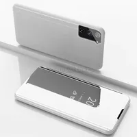 Luxe Plating Spiegel Telefoon Case Lederen Smart Clear View Flip Stand Houder Cover voor Samsung Galaxy S22 S21 Ultra S10 Plus voor iPhone 13 12 11 Pro Mini