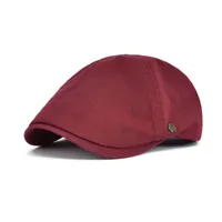 男性と女性の綿の薄い帽子、ソリッドカラーカジュアルカモフラージュベレー帽、赤、ブルゴーニュ、ニュース少年、ドライバー、夏、063