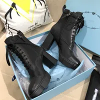 Lyxig designer läder och nylon tyg ankel stövlar mode biker Australien booties kvinnor vinter plattform sneakers storlek EUR 35-41 (med låda)