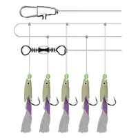 Set 5 Size Lichtgevende Fishhooks voor Swivel Fishing String Hook Fish Skin Fishy Geur Pesca combinatie met kleine haken