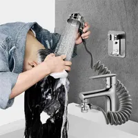 External Shower Faucet Holder Artifact Wash Hair Pet Washer Bathroom Kitchen Basin Tap Filter Flexible Hose Bidet Spray Gun 210903