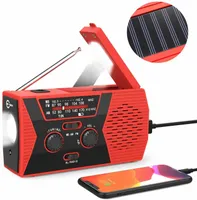 Portable Solar Hand Crank Weather FM Radio speaker with flashlight reading light Emergency NOAA charging