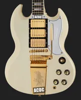 1963 Reedición personalizada Classic Blanco / Crema SG Guitarra eléctrica Versión de largo Maestro Vibrola Tremolo Bridge Harpe Logo, 3 Pastillas de Humbucker, Hardware de oro, Sintonizadores de Grover