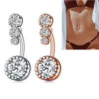 Anillos de botones de campana de diamante de acero inoxidable Allergy Free Zircon Navel Belly Ring Sexy Women Body Jewelry Will and Sandy