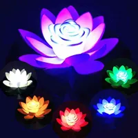 18 / 28cm Artificiell Floating Lotus Solar Powered Night Light LED Energibesparing Lotus Lampa Garden Pool Pond Fountain Decoration Y1123
