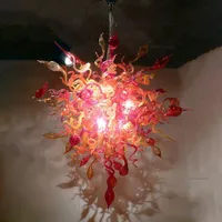 Moderna hängande lampor LED kristall ljuskronor lätt matsal dekoration rödblåst glas ljuskrona hängande ljus med glödlampor