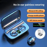 S19 TWS Kemik Kablosuz Bluetooth Kulaklık Kulaklıklar İletim Hifi Stereo Yumuşak Giyen Kulaklık 2200mAh Güç Bankası Spor Kulaklıklar