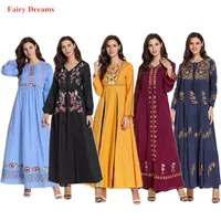 Etnische kleding plus maat Islamitische kleding moslim maxi jurk kaftan gewaad Pakistan Turkse kalkoen Dubai borduurwerk abayas voor vrouwen etnisch