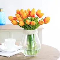 Flores decorativas guirnaldas alegría-la vida 10 piezas real tulipán tulipán artificial flores falsas para la decoración de la fiesta de bodas Decoración de cumpleaños en casa Gard