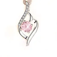 Collier en argent Sterling Femmes Zircon Diamant Pendentif Beautiful 18inches Box Chaîne Clavicule Cadeau de mariage Bijoux