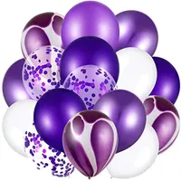 Parti Dekorasyon 120 adet 12 inç Mor Metal Lateks Balonlar Konfeti Hava Paketi Doğum Günü Düğün Malzemeleri Helyum