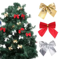 Decorazioni natalizie 12x rosso farfalla nodo appeso oro argento bowknot albero ornamenti anno Natale festa regalo decor