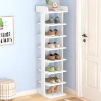 Eenvoudige opslag schoenkast Grote capaciteit Huishoudelijke deur Mini Rack Dikke Plaat Kleine Netkleding Kledingkast