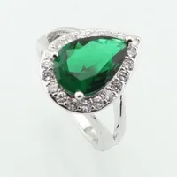 Anéis de casamento wpaitkys gota água na moda verde zirconia cúbico anel de cor de prata para mulheres festa de cristal jóias tamanho 6 7 8 9 10 GRISTO GRÁTIS bo