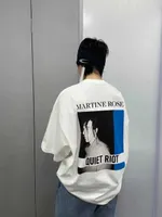 마르틴 로즈 초상화 인쇄 편지 짧은 소매 하이 스트리트 라운드 넥 느슨한 면화 티셔츠 카이 Xukun