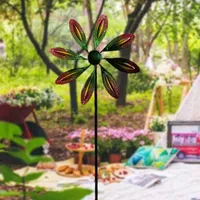 Rasen-Nadelwäder Blumenförmige Metall-Windmühle Handgemachte Windspinner Gartendekoration Aceessories für Outdoor Adornos Para Casa Q0811