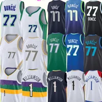 Top Luka 77 nouveau Jersey Doncic Zion 1 Williamson Basketball Jerseys Hommes Couvert Logos S m L XL XXL Blanc Blanc Bleu vert rouge noir