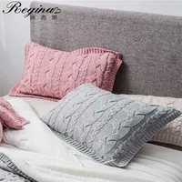 REGINA Brand Twist Stripe Knitted Pillow Case Nordic Style Super Soft Bed Decorative Cover Pink Beige Gray Cushion 220118