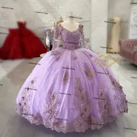 Sweet 16 lilas lavande quinceanera robes dentelle applique filles 15 ans robe d'anniversaire robe de bal mexicain 2021 vestidos de xv años