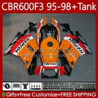 Karosserie + Tank für Honda Repsol Orange CBR 600 F3 CC 95-98 Körper 64No.2 CBR 600FS 600F3 CBR600 FS CBR600F3 95 96 97 98 CBR600-F3 600CC CBR600FS 1995 1996 1997 1998 Verkleidung