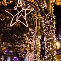 Lampes solaires 7m 12m 22m Année étanche LED LED Light Outdoor Christoon Street Street Guirlande Light Cell Lights Navidad