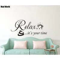 Relax It&#039;s Your Time SPA Beauty Salon Wall Art Stickers Decals Home DIY Decoration Removable Room Decor 211217