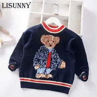 Boys Girls Sweater Autumn Winter Cartoon Stripe Baby Jumper Children Sweaters Toddler Pullover Kids Knitted Clothes 3-8y 211201