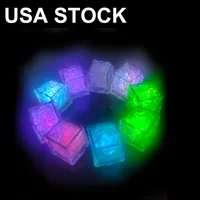7 색 미니 빛나는 빛나는 큐브 LED 인공 아이스 큐브 플래시 LED 가벼운 결혼식 크리스마스 파티 장식 선물 USALight