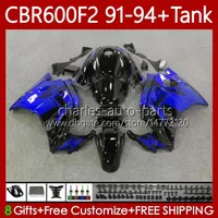 Bodys + Tanque para Honda CBR600 CBR 600 Black Blue F2 FS CC 600F2 91-94 Bodywork 63NO.55 600FS 600cc CBR600F2 91 92 93 94 CBR600-F2 CBR600FS 1991 1993 1994 Kit de Feira