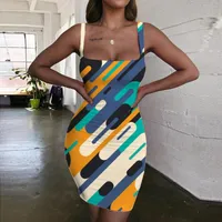 Vestidos informales GIYU Marca Geometría Vestido Mujeres Colorido Bodycon Resumen 3D Impresión de Arte Sundress Ropa Para Mujer Playa Playa Femme