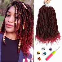 Bomb Twist Crochet Hair 14 Inch Spring Twist Hair Crochet Braids Twists Passion Senegalese Synthetic Ombre Color Hair Extensions for Women LS02PQ