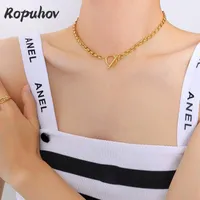 Chains Ropuhov 2021 925 Silvery Needle European Style Cross-border Coarse Ore Clavicle Neck Chain OT Buckle Design Steel Necklace