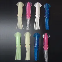 8pcs 18cm Soft Plastic Squid de pêche à la pêche pour Jigs Couleur mixte Grand jeu Pêche Pêche Lumineux Jupes de calmars artificiels Bait de Jigging