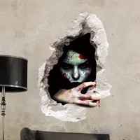 Cadılar bayramı Dekorasyon 3D görünümü korkunç kanlı kırık duvar hayalet duvar sticker ev dekor duvar parti sanat 60 * 45 cm 210420